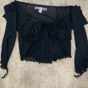Urban Outfitters Black Mesh Long Sleeve Top